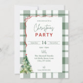 Rustikale grüne Karierte Weihnachtsfeier Party Ein Einladung (Vorderseite)