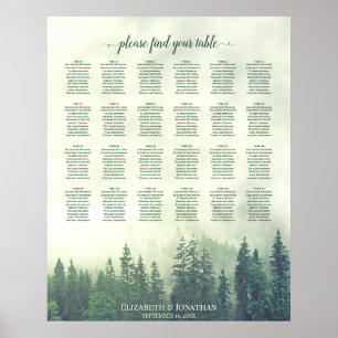 Rustikale grüne Kiefern 24-Tisch-Hochzeits-Sitzord Poster