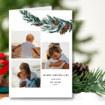 Rustikale grüne Kiefernkiefer-Teigfoto Collage Feiertagskarte<br><div class="desc">Rustikale Green Pine Cone Bough Foto Collage Holiday Card. Senden Sie Ihren Urlaub Grüße an Freunde, Kollegen und Familie in einfachen, schicken, eleganten und modernen 3 Foto Collage Design festliche, natürliche Natur Farbe Stilkarten! Ein wunderschöner Rahmen aus sanft grün gestrichenen Aquarellkiefern verlasse auf Ihrer 3-Foto-Collage, mit hübschen braunen Kiefernzapfen vorne....</div>