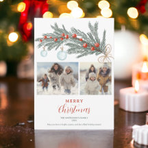 Rustikale grüne Kiefernrot Frohe Weihnachten 3 Fot