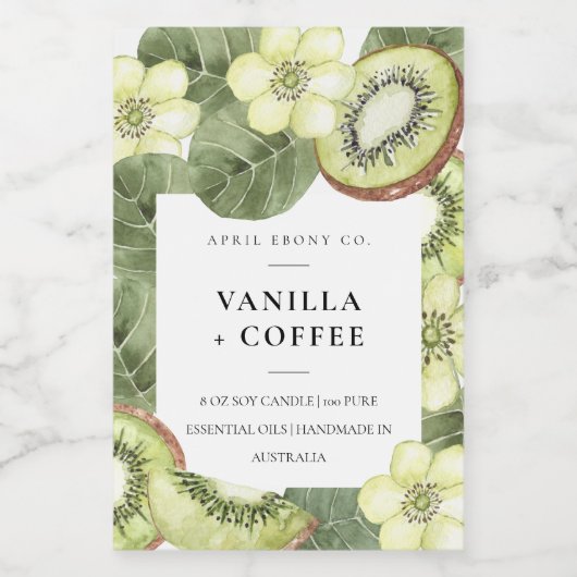 Rustikale grüne Kiwi Fruchtfarbe Fruchtkerze Kerze Lebensmitteletikett (Einzelnes Label)