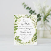 Rustikale grüne Kranzhochzeit speichert die Datums Save The Date (Stehend Vorderseite)