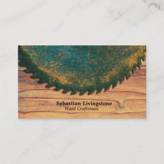 Rustikale grüne Kreissäge Holzbearbeitung Beruflic Visitenkarte (Vorderseite)