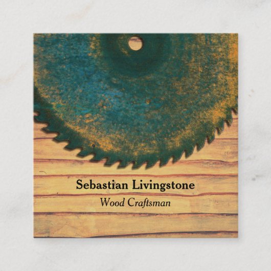 Rustikale, grüne Kreissäge Quadratische Visitenkarte (Vorderseite)
