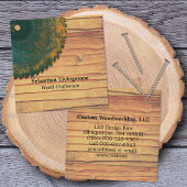 Rustikale, grüne Kreissäge Quadratische Visitenkarte