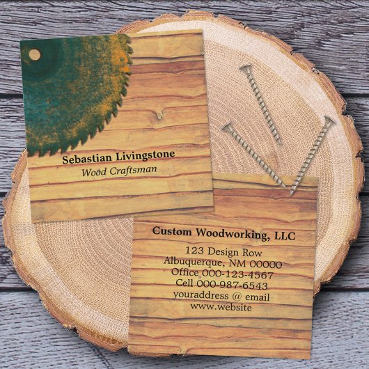 Rustikale, grüne Kreissäge Quadratische Visitenkarte