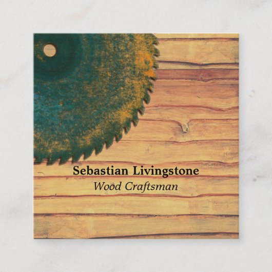 Rustikale, grüne Kreissäge Quadratische Visitenkarte (Vorderseite)