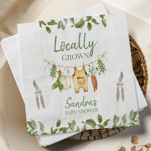 Rustikale grüne lokal angebaute Babyparty Serviette