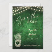 Rustikale grüne Mason Jar Save the Date Digitaldru Einladung (Vorderseite)