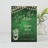Rustikale grüne Mason Jar Save the Date Digitaldru Einladung (Stehend Vorderseite)