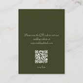 Rustikale grüne Minimal-QR-Code-Hochzeit im Wald Begleitkarte (Rückseite)