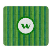 Rustikale grüne Monogramm und Streifen Schneidebrett (Vorderseite)