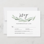 Rustikale grüne Olivenzweig Einfache Hochzeit RSVP (Vorderseite)