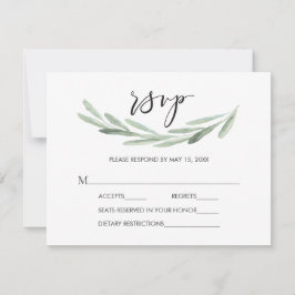 Rustikale grüne Olivenzweig Einfache Hochzeit RSVP Karte