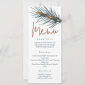 Rustikale grüne Pine Needles Empfang Dinner Menü Einladung (Vorderseite)