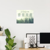 Rustikale grüne Pines 4 Tabelle Hochzeitsdiagramm Poster (Heimbüro)