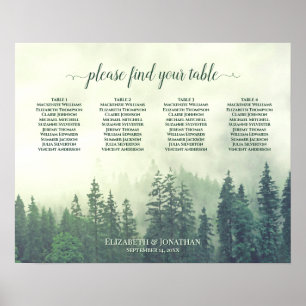 Rustikale grüne Pines 4 Tabelle Hochzeitsdiagramm Poster