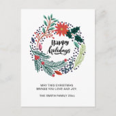Rustikale Grüne Rote Poinsettia Blumenreath Chic Postkarte (Vorderseite)