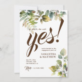 Rustikale Grüne sagte sie Yes Engagement Party Einladung (Vorderseite)