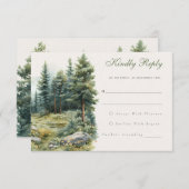Rustikale, grüne Sommerwaldhochzeit RSVP Card Begleitkarte (Vorne/Hinten)