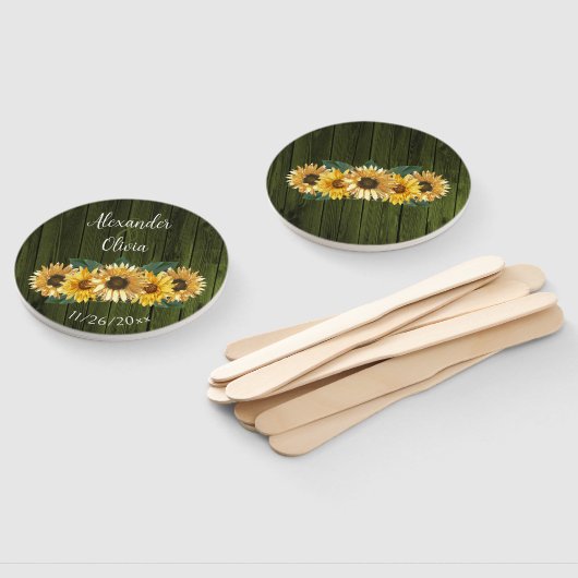 Rustikale grüne Sonnenblume Gastgeschenk Hochzeit Fächer (Non-assembled)