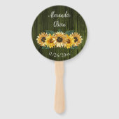 Rustikale grüne Sonnenblume Gastgeschenk Hochzeit Fächer (Vorderseite)