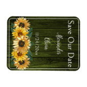 Rustikale grüne Sonnenblumen speichern das Datumsm Magnet (Horizontal)