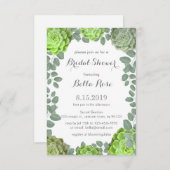 Rustikale grüne Sukkulente Einladungen zur Brautdu (Vorne/Hinten)