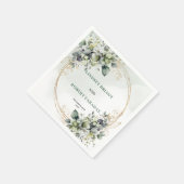 Rustikale grüne und goldene Blumen-Hochzeitsservie Serviette (Ecke)