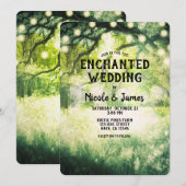 Rustikale, grüne, verzauberte Waldlichter Einladung (Vorne/Hinten)