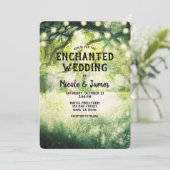 Rustikale, grüne, verzauberte Waldlichter Einladung (Stehend Vorderseite)