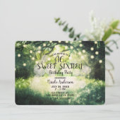 Rustikale grüne verzauberte Waldlichter Süß 16 Einladung (Stehend Vorderseite)