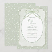 Rustikale grüne Vintage-Baby-Party Einladung (Vorne/Hinten)