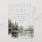 Rustikale, grüne Waldhochzeit RSVP-Karte Begleitkarte (Vorne/Hinten)