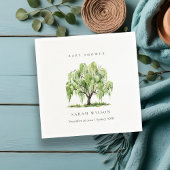 Rustikale grüne Wasserfarbe Willow Tree Babydusche Serviette