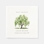 Rustikale grüne Wasserfarbe Willow Tree Babydusche Serviette (Vorderseite)