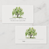 Rustikale Grüne Wasserfarbe Willow Tree Farm Hochz Platzkarte (Vorne/Hinten)