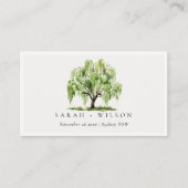 Rustikale Grüne Wasserfarbe Willow Tree Farm Hochz Platzkarte (Vorderseite)