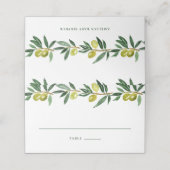 Rustikale Grüne Wasserfarben Olivenhaine Hochzeit Platzkarte (Außenseite Aufgefaltet)