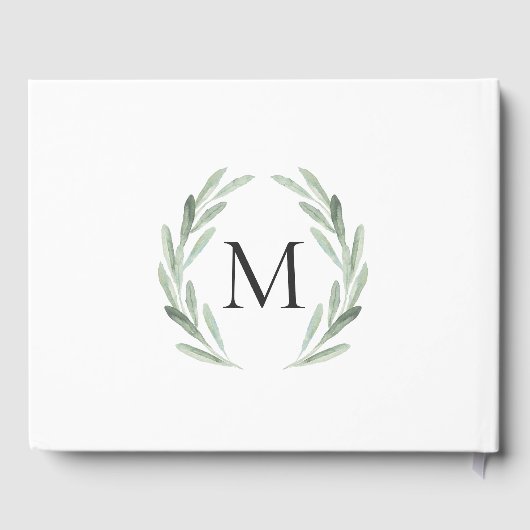 Rustikale grüne Wasserfarbenkleide Einfache Hochze Gästebuch (Rückseite)