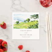 Rustikale Grüne Wasserfarbenwelt Hügel Hochzeiten Serviette (Beispiel)