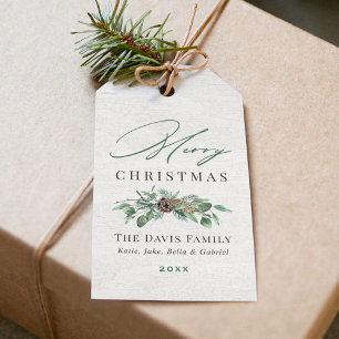 Rustikale Grüne Weihnachtsfamilienname Geschenkanhänger