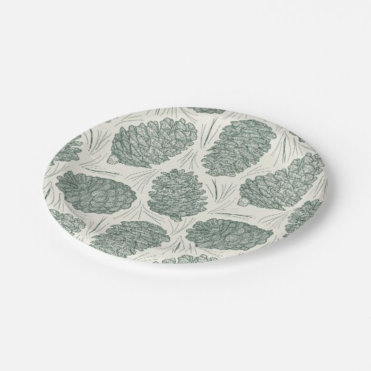 Rustikale grüne Weihnachtsgebäck Pappteller (Schrägansicht)