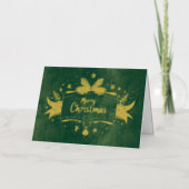 Rustikale grüne Weihnachtskarte mit Goldfolientext (Vorderseite)