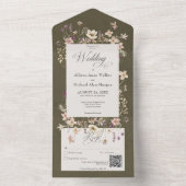 Rustikale grüne Wildblume Frame QR Code All In One Einladung (Innen Boden)