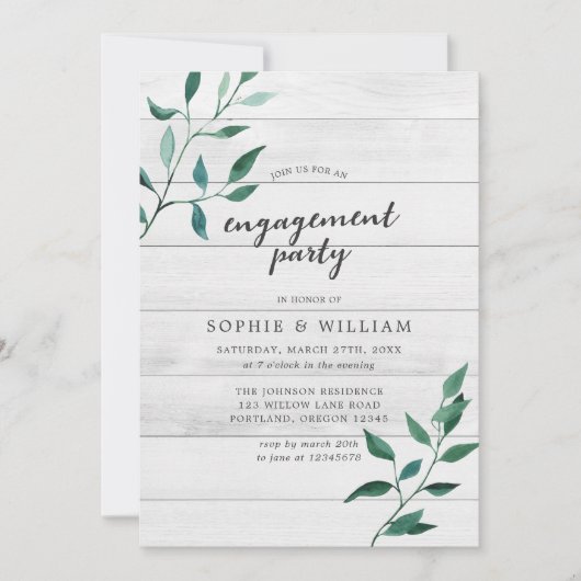 Rustikale Grünen Engagement Partei Einladung (Vorderseite)