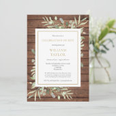 Rustikale Grünen Feier zum Foto des Lebens Beerdig Einladung (Stehend Vorderseite)