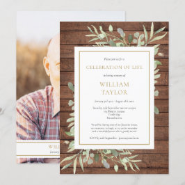 Rustikale Grünen Feier zum Foto des Lebens Beerdig Einladung