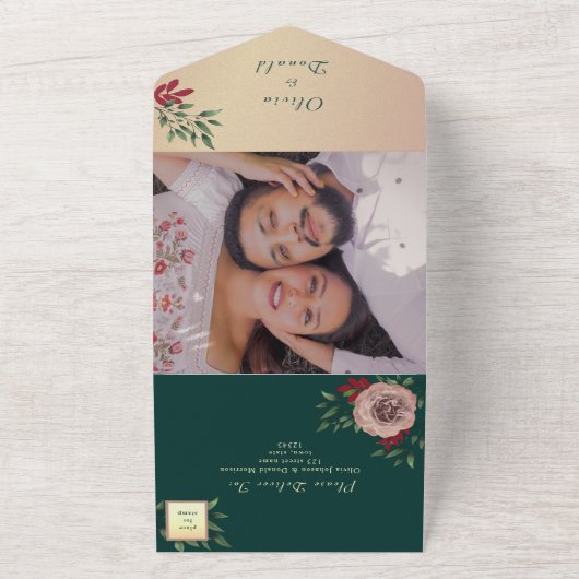 Rustikale Grünen Hochzeit All In One Einladung (Außenbereich)