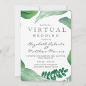 Rustikale Grünflächen Wasserfarben Blätter Virtual Einladung (Vorderseite)